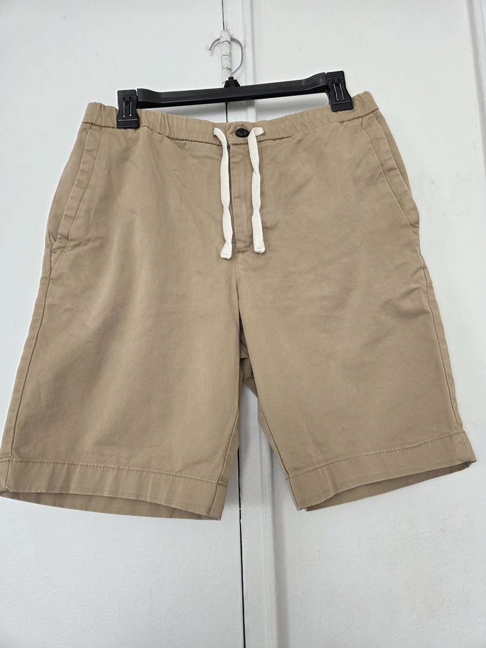 Zara Men's Khaki Drawstring Chino Shorts with White Cord